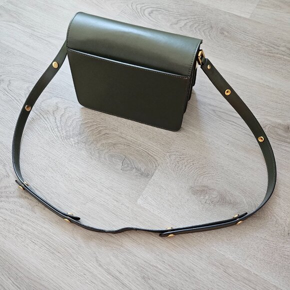 Marni Trunk Medium Leather sShoulder Bag Forest Green - Picture 13 of 16